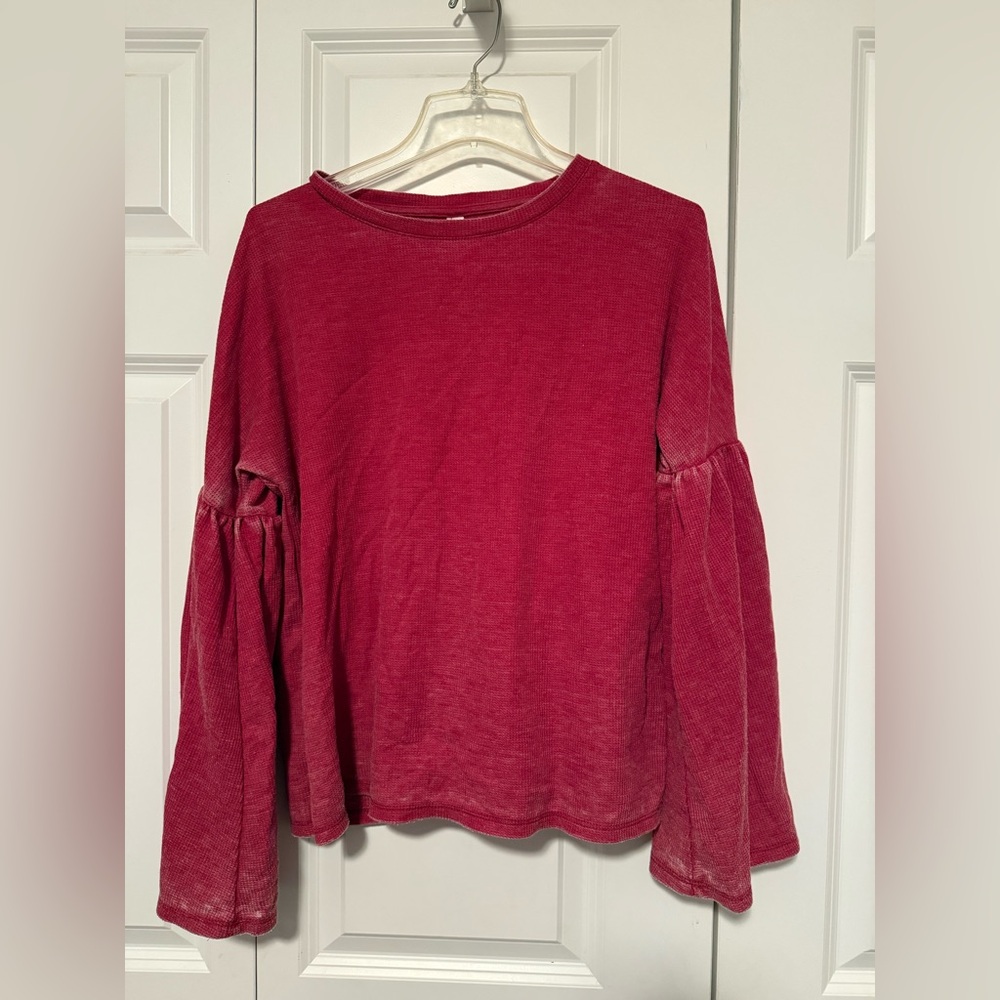 Women's Dark Pink Bell Sleeve Top